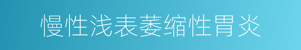 慢性浅表萎缩性胃炎的同义词