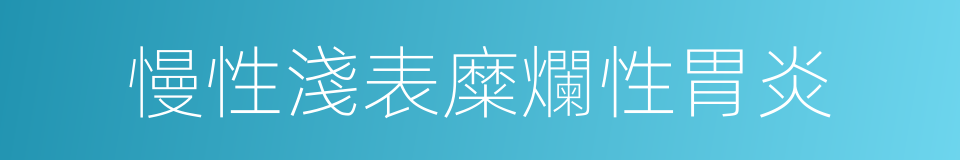 慢性淺表糜爛性胃炎的同義詞