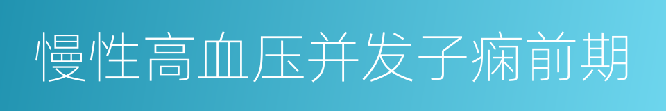 慢性高血压并发子痫前期的同义词