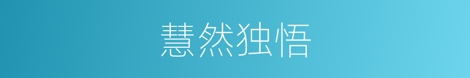 慧然独悟的意思