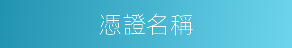 憑證名稱的同義詞