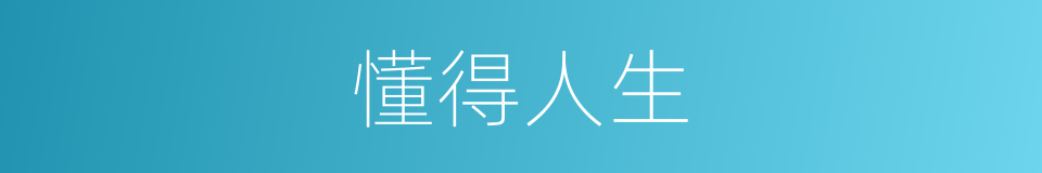 懂得人生的同义词