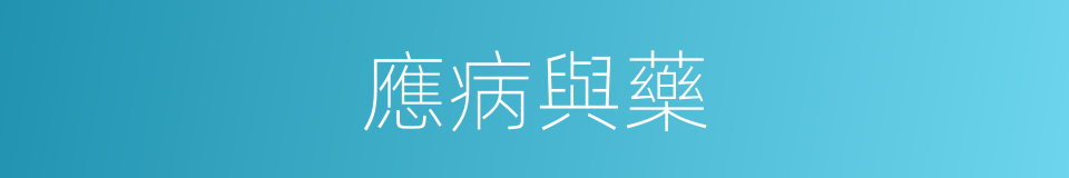 應病與藥的意思