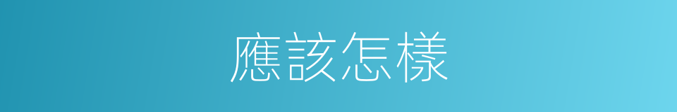 應該怎樣的意思