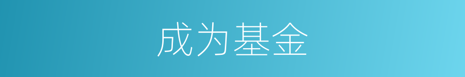 成为基金的同义词