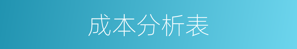 成本分析表的同义词