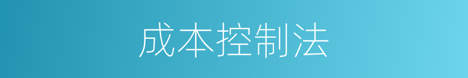 成本控制法的同义词