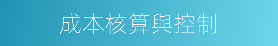成本核算與控制的同義詞