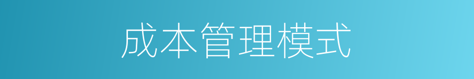 成本管理模式的同义词