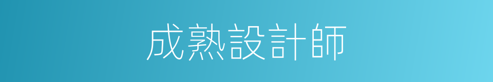 成熟設計師的同義詞