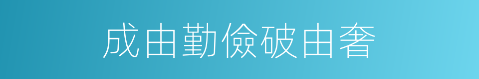 成由勤儉破由奢的同義詞