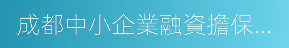 成都中小企業融資擔保有限責任公司的同義詞