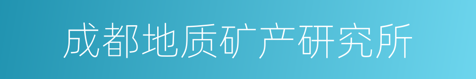 成都地质矿产研究所的同义词