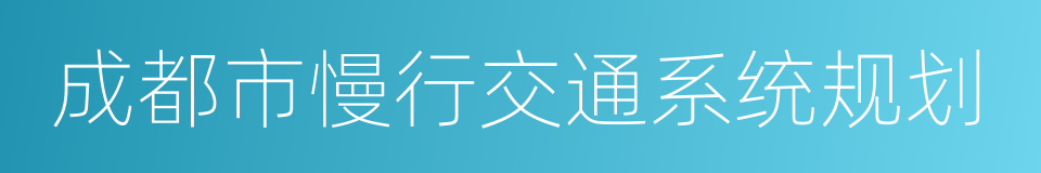 成都市慢行交通系统规划的同义词