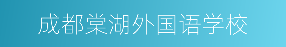 成都棠湖外国语学校的同义词