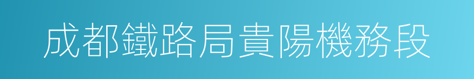 成都鐵路局貴陽機務段的同義詞