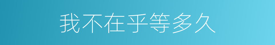 我不在乎等多久的同义词