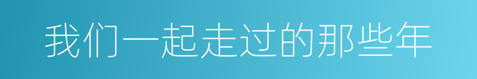 我们一起走过的那些年的同义词