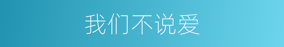 我们不说爱的同义词