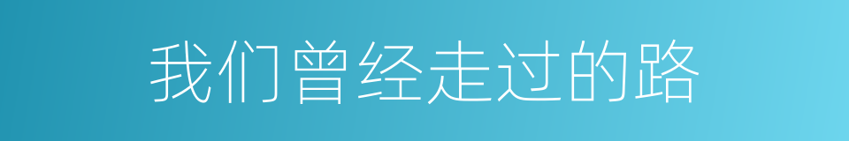 我们曾经走过的路的同义词
