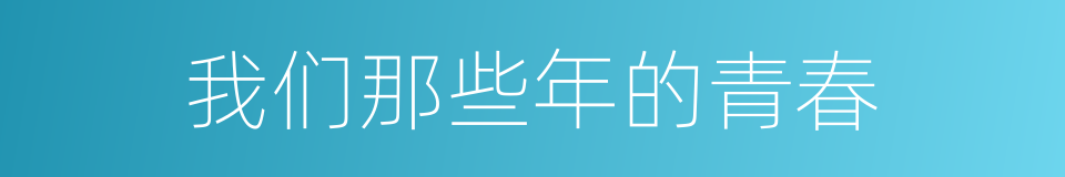 我们那些年的青春的同义词
