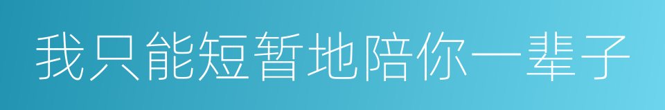 我只能短暂地陪你一辈子的同义词