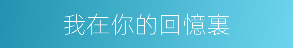 我在你的回憶裏的同義詞