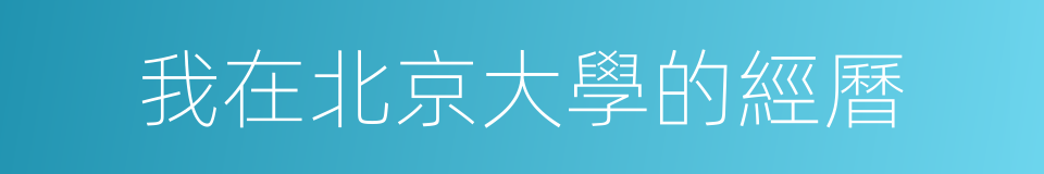 我在北京大學的經曆的同義詞