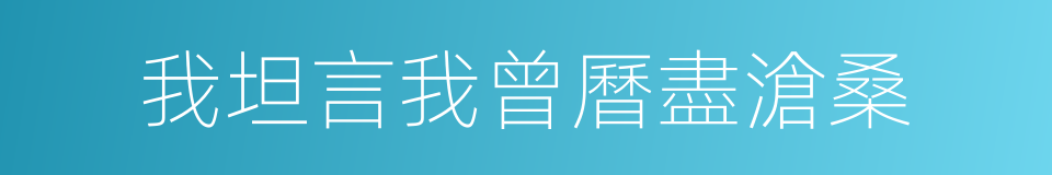 我坦言我曾曆盡滄桑的同義詞
