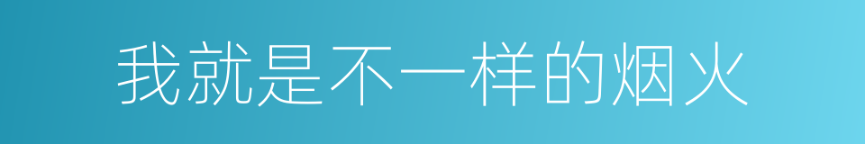 我就是不一样的烟火的同义词