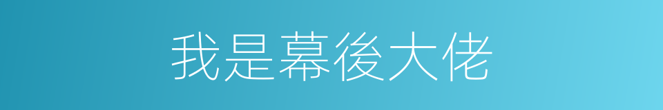 我是幕後大佬的同義詞