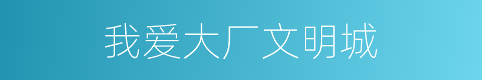 我爱大厂文明城的同义词