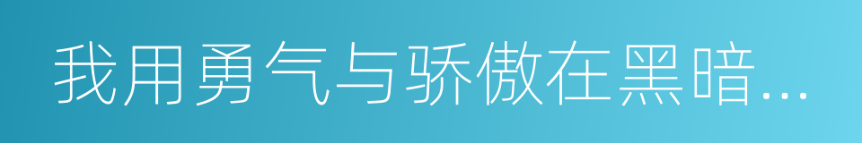 我用勇气与骄傲在黑暗中种下一道光的同义词