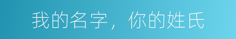 我的名字，你的姓氏的同义词