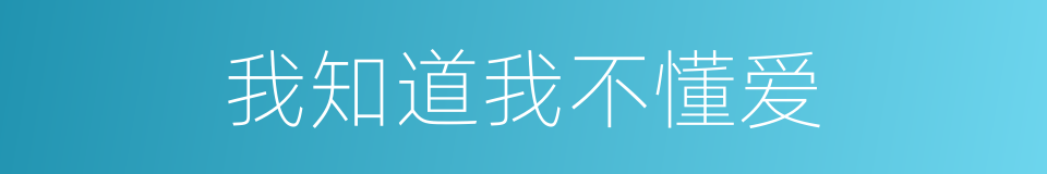 我知道我不懂爱的同义词