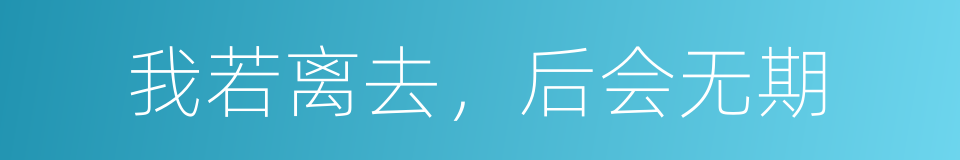 我若离去，后会无期的同义词