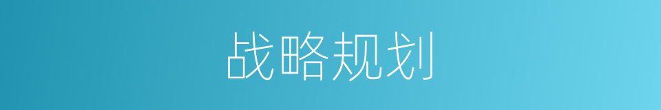 战略规划的意思