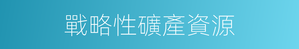 戰略性礦產資源的同義詞