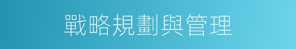 戰略規劃與管理的同義詞