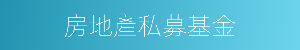 房地產私募基金的同義詞