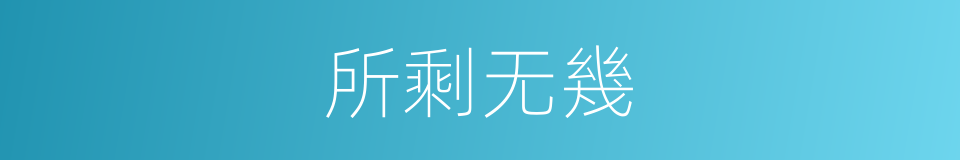 所剩无幾的意思