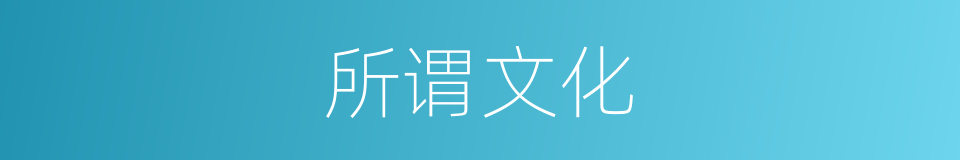 所谓文化的同义词