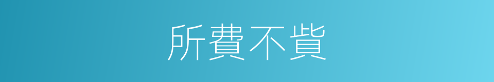 所費不貲的意思