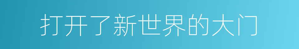 打开了新世界的大门的同义词