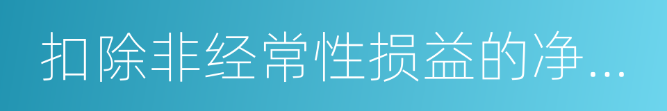 扣除非经常性损益的净利润的同义词