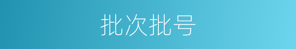 批次批号的同义词