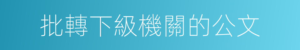 批轉下級機關的公文的同義詞