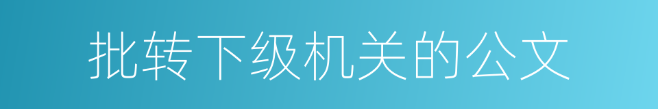 批转下级机关的公文的同义词