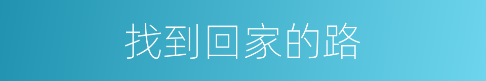 找到回家的路的同义词