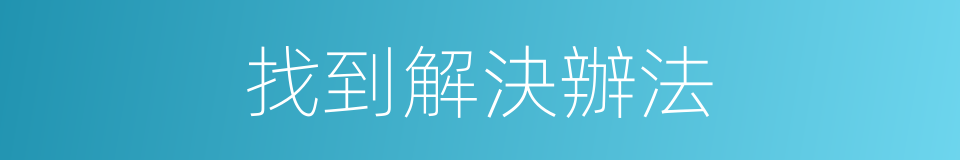 找到解決辦法的同義詞